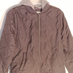 Carters Kids Quilted Hooded Bomber Jacket Black Lightweight Casual Coat‎ Size 12